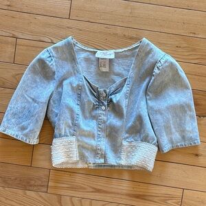 VTG Dirty Dancing Stylish Denim Crop Top with Button Detail